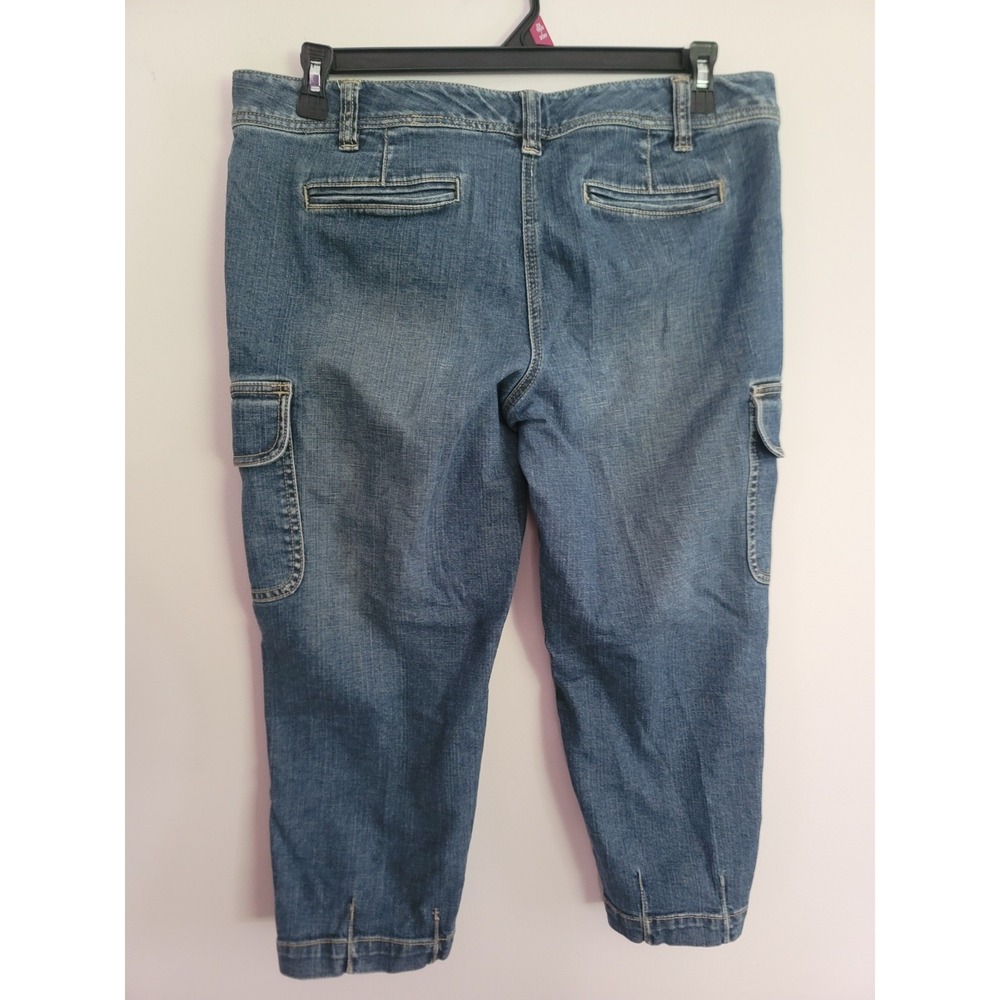 Ann Taylor LOFT Womens Size 12 Cargo Crop Jeans Cropped Denim Y2K Utility Autumn - Picture 9 of 16
